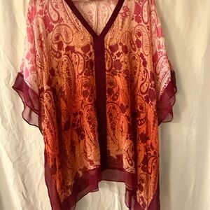 Tommy Bahama Red and Orange Paisley Tunic/ swim suit cover up